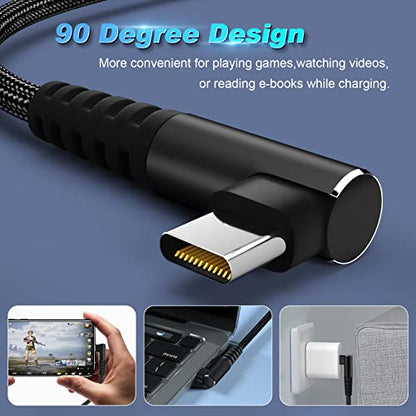 USB C to USB C Cable 100W 1ft 90 Degree Fast Charging Nylon Braided 3-Pack