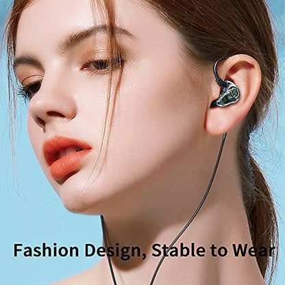 Dual Driver Wired Headphones 3.5mm Jack Earphones Plug in Ear Buds