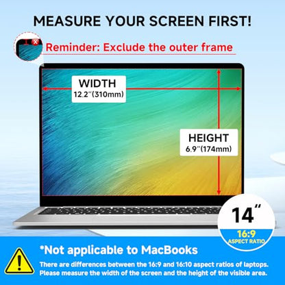 Laptop Privacy Screen 14 Inch 16:9 Aspect Ratio, Laptop Screen Privacy - size: For Laptop 14 Inch 16:9