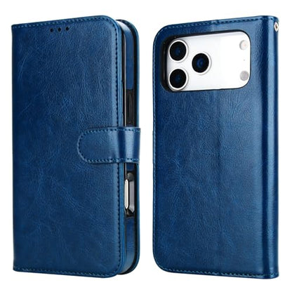 Bocasal Detachable Wallet Case Card Holder for iPhone 17 Pro Max Blue | RFID Blocking Kickstand Card Slots Holder PU Leather Magnetic Shockproof Wrist Strap Removable Flip Protective Cover 6.9 inch - color: Blue