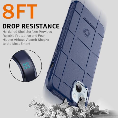 Rugged Shield 8ft Drop Proof TPU Thick Armor Tactical Protective Case Compatible with iPhone 15 Plus (6.7 inches) - Navy Blue - color: Navy Blue, size: iPhone 15 Plus