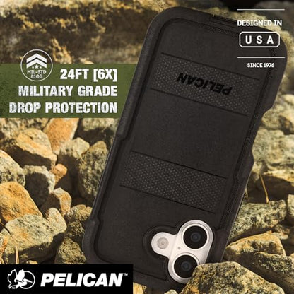 Pelican Voyager iPhone 17 Case - Rugged MagSafe Phone Case - Black | Magnetic Phone Case w/24ft Military Grade Drop Protection - Phone Cover w/ Belt Clip Holster Kickstand for iPhone 17 - color: Voyager - Black, style: iPhone 17