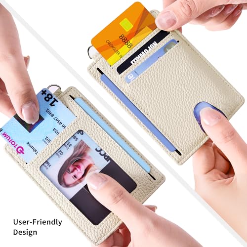 Mayski Slim Wallet, Credit Card Holder for Women, Minimalist Front Pocket RFID Blocking Card Cases, Small Wallet Women Men(Litchi Beige) - color: Litchi Beige