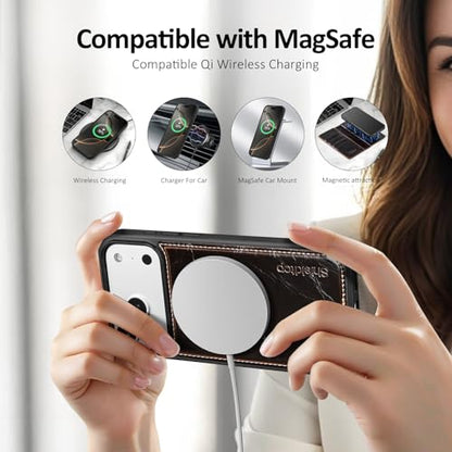 Shieldtop Compatible with MagSafe iPhone 17 Pro Max Wallet Case,(Coffee) | 2 in 1 Detachable Magnetic,Credit Card Holder Slots,RFID Blocking,PU Leather,Kickstand,Flip Folio Phone Cover for Men & Women - color: Coffee-U1, size: KFT-iP 17 Pro Max - 6.9"