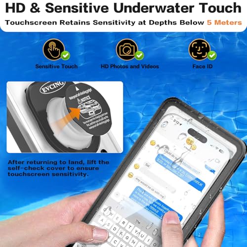 Waterproof Phone Case, Underwater Phone Cases for Snorkeling, IPX8 Diving Case, 360 Full Body Protection for iPhone 16 Pro Max/15/14/Galaxy S24, Up to 6.9 Inch, Beach Cruise Essentials (Black) - color: Black