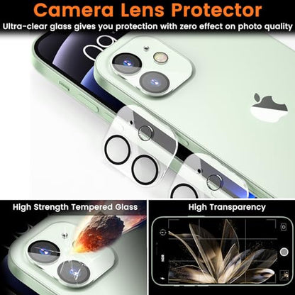 Lesakit 3+3 Pack Privacy Screen Protector for iPhone 12 6.1-Inch with 3 Pack Camera Lens Protector, Anti Spy Tempered Glass Film 9H Hardness Bubble Free Case Friendly - size: iPhone 12