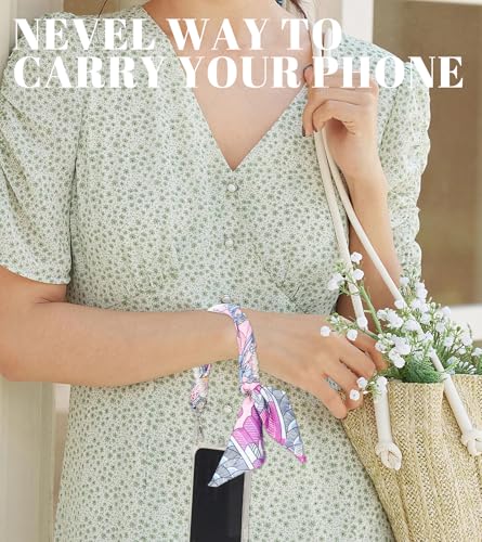 Scarf Phone Wrist Strap Hands-free Phone Lanyard Anti-drop Cellphone Wristlet - color: 014 Pinkpurple