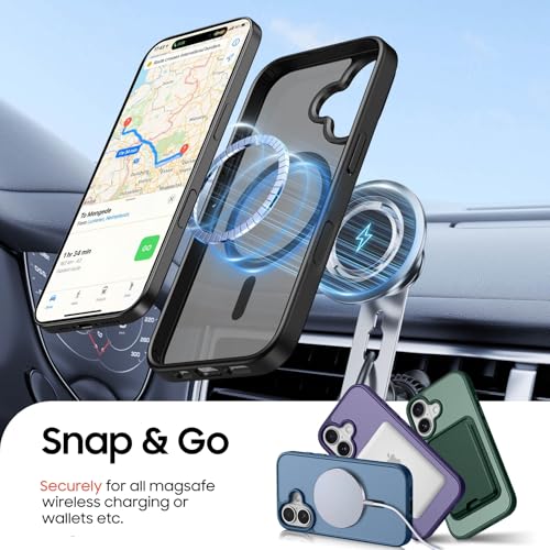 Magnetic for iPhone 16 Wallet Case with Card Holder Black | Compatible with MagSafe, Shockproof Phone Cover with Detachable RFID Blocking Credit Card Slot, Black - color: Black, size: iPhone 16