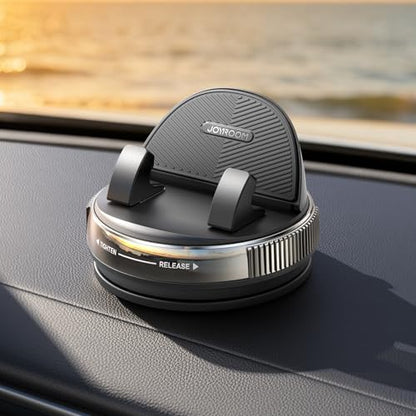 JOYROOM Car Phone Mount, [360° Rotation+Thick Case Friendly] Cell Phone Car Holder with Adjustable Spring Clip, Anti-Slip Silicone Universal Dashboard phone holder for Car for iPhone, Smartphones, GPS - color: Titanium Black