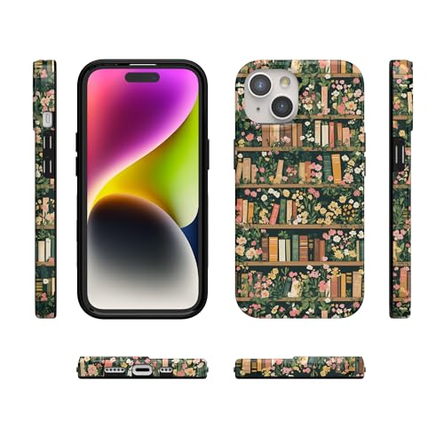 Casely iPhone 15 Plus Case | Book Nook | Floral Library | Compatible with MagSafe | Classic Ultra Slim Design - color: Book Nook | Floral Library