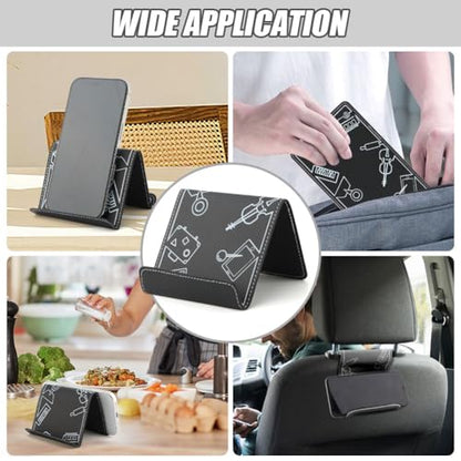 Airplane Phone Holder, Foldable Flexible Travel Phone Stand - color: Black