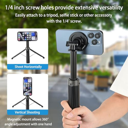 UTEBIT Phone Magnetic Tripod Holder Mount for MagSafe, iPhone Tripod Mount Adapter with Arca Base & 1/4" Screw Hole, Magnetic Phone Tripod Holder Adapter for iPhone 17/16/15/14/13/12 Series, Black - color: Magnetic Tripod New