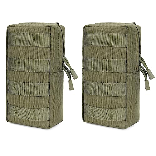 TRIWONDER Tactical Cigarette Pouch Molle Small Military Bag Battery Cigarette Case EDC Utility Card Holder Lighter Slot Mini Cigar Waist Pack - color: 09 Green - 2 Pack
