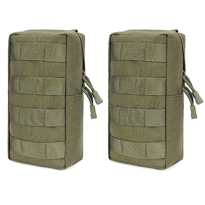 TRIWONDER Tactical Cigarette Pouch Molle Small Military Bag Battery Cigarette Case EDC Utility Card Holder Lighter Slot Mini Cigar Waist Pack - color: 09 Green - 2 Pack