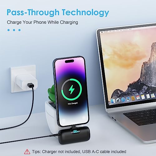 [2 Pack]Small Portable Charger for iPhone14/13,Upgraded 5000mAh PD Fast Charging Power Bank,Mini Portable Phone Charger Compatible with iPhone 14/14 Pro Max/13/13 Pro/12 Pro/11/XR/X/8/7-Black+Black - color: Black+Black