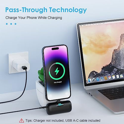 [2 Pack]Small Portable Charger for iPhone14/13,Upgraded 5000mAh PD Fast Charging Power Bank,Mini Portable Phone Charger Compatible with iPhone 14/14 Pro Max/13/13 Pro/12 Pro/11/XR/X/8/7-Black+Black - color: Black+Black