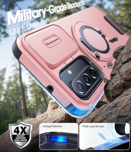 JAME for Samsung Galaxy A17/A16 5G Phone Case with Stand Slide Camera Cover - color: Pink, size: Galaxy A16/A17
