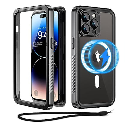 Beeasy for iPhone 14 Pro Waterproof Case with Magsafe IP68 Underwater Military Grade, Phone Case with Shockproof, Dustproof, Rugged 360 Full Body Protection Cover with Built-in Screen Protector Black - size: iPhone 14 Pro (6.1")