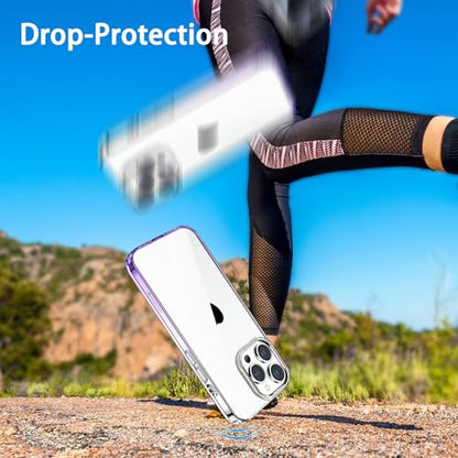 JJGoo Compatiable with iPhone 14 Pro Max Case Clear, Transparent Shockproof Phone Case, Slim Anti-Scratch Hard PC Back Protective Cover Bumper, Gradient Purple - color: Gradient Purple