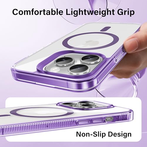 Supdeal Magnetic Clear Case for iPhone 13 Pro Max, [Compatible with MagSafe] [Non Slip Bumper & Not Yellowing] Military Grade Shockproof Transparent Silicone Phone Cover, 6.7", Purple - color: Purple, size: iPhone 13 Pro Max