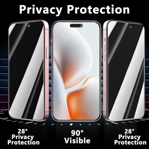 Pokolan 3 Pack Privacy Screen Protector for iPhone 16 Tempered Glass - size: iPhone 16