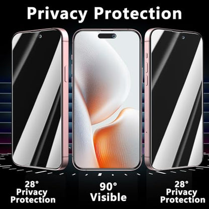 Pokolan 3 Pack Privacy Screen Protector for iPhone 16 Tempered Glass - size: iPhone 16
