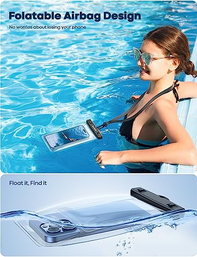Lamicall Waterproof Phone Pouch Floating - [2 Pack][ Soft Click ] | for Galaxy S25 Ultra, S22 23 S24 Ultra with Case, for iPhone 17 16 15 14 13 Pro Max, for 7.5" with Case - color: Float White-7"