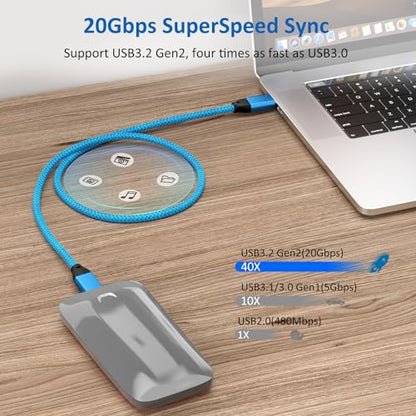 USB C to USB C Cable 100W 3.3FT 2Pack, 4K Video USB C 3.2 Gen 2 Data Cable - color: Blue, size: 3.3FT(2PACK)
