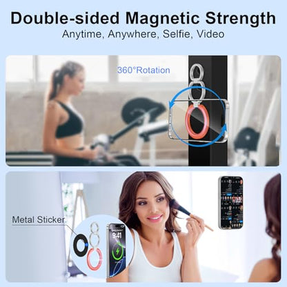 Magnetic Phone Ring Holder for MagSafe, 360° Rotation Cell Phone Grip Stand - color: orange