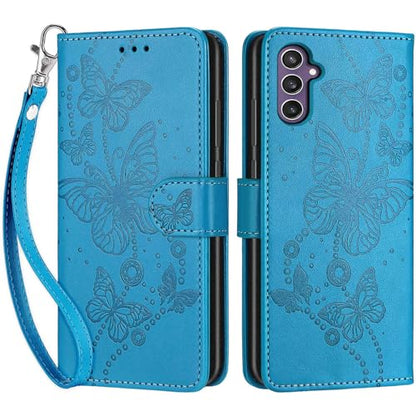Wallet Case for Samsung Galaxy S23 FE, Blue Butterfly | Women Flip Folio Cover, Embossed PU Leather, Stand, Credit Card Holders Slots, Wrist Strap - color: 8