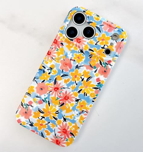 Qokey Floral Case Compatible with iPhone 17 Pro Max, Cute Garden Flowers Design for Girls Women, Soft Bumper Lightweight Slim Fit Shockproof Non-Yellowing Phone Cover, Reddish Yellow Floral - color: Reddish Yellow