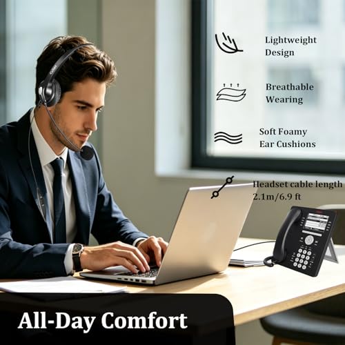 Callez Telephone Headset for Grandstream Avaya Panasonic Snom Ooma Phones - color: Silver