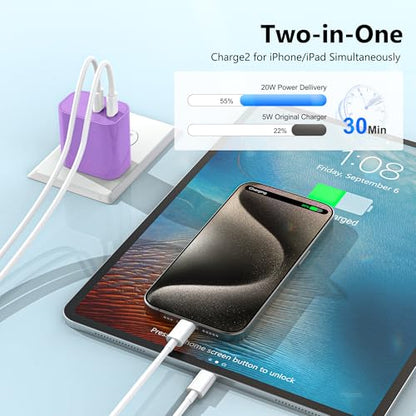USB C Charger Block 3 Pack, Dual Port 20W Fast Wall Plug(Purple) - color: Purple