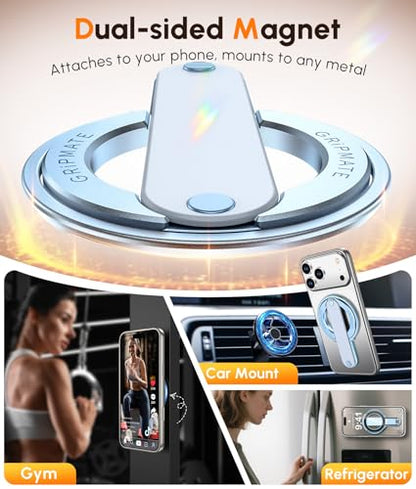 GripMate 2nd Magnetic Phone Ring Holder, Slim MagSafe Finger Loop Grip - color: Blue