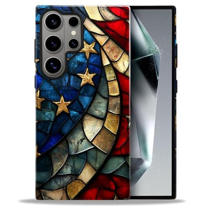 Compatible with Samsung Galaxy S26 Ultra Case,Glossy Case All-Round Protection Shockproof Anti-Scratches TPU Cover,Cases for Man Woman-American Flag Stained Glass - color: American Flag Stained Glass, size: Galaxy S26 Ultra