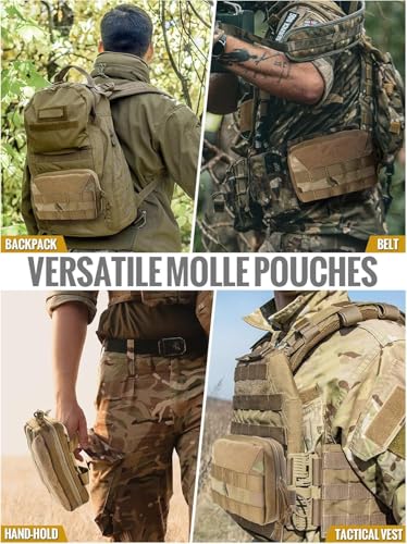 OneTigris MOLLE Pouch, Tactical Admin Pouch Belt EDC Tool Organizer Zippered Utility Waist Pack 7.5"x5"x2" - color: Camocolor