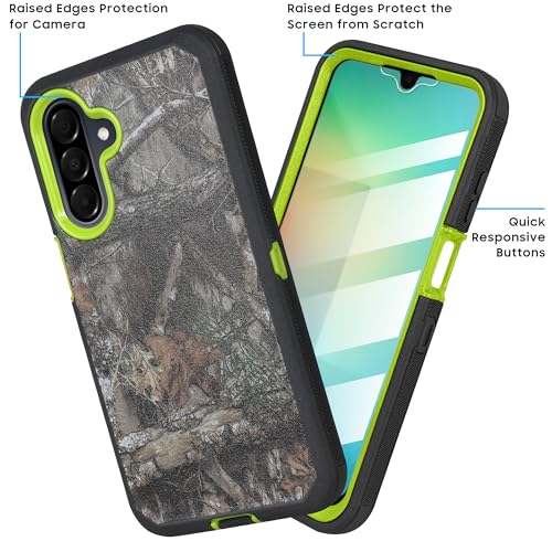 Compatible for Samsung Galaxy A26 5G, Built in Screen Protector, Belt Clip Holster Heavy Duty Defender Case Dustproof Shockproof Protection (Camo Yellow) - color: Camo Yellow