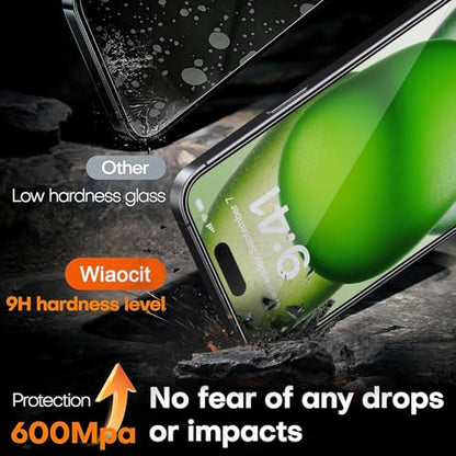 Wiaocit Tempered Glass Privacy Screen Protector for iPhone 15 - size: iPhone 15-6.1 Inch