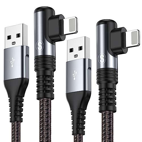 Right Angle i Phone Charger Cable 2-Pack, 3.3FT, [Apple MFi Certified] Ligtning Cable Fast Charging Nylon Braided Compatible with i Phone 14/13/12/11 Pro Max/XS MAX/XR/XS/X/8/7/Plus/6S/6/SE/5S/i Pad - color: Grey, size: 3.3ft+3.3ft