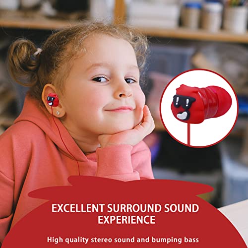 Kids Earbuds with Storage Case for Back to School, Earbuds for Kids - color: Red