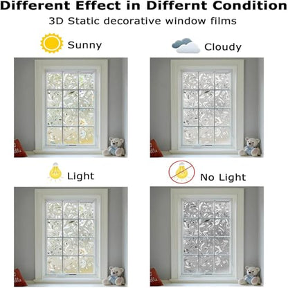 LEMON CLOUD Window Privacy Film, Tulip Stained Glass Sticker 17.5″ x 118.1″ - color: 3d, size: 17.5 x 118.1 Inch
