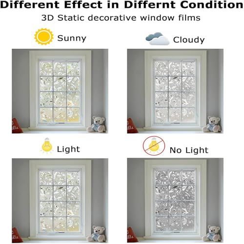 LEMON CLOUD Window Privacy Film, Tulip Stained Glass Sticker 23.6″ x 118.1″ - color: 3d, size: 23.6 x 118.1 Inch