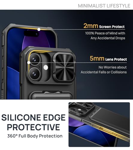 SSLOTSCASE for iPhone 17 Case with Card Holder & Kickstand, Black - color: Black, size: Iphone 17