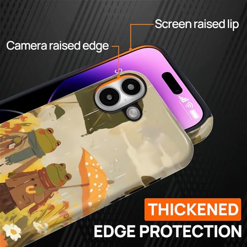 Magnetic for iPhone 16 Case,[Compatible with Magsafe] Dual Layer Protective Heavy Duty Shockproof Rugged Drop Protection Bumper Hybrid Case - Rain Frog and Toad - color: Rain Frog and Toad, size: iPhone 16