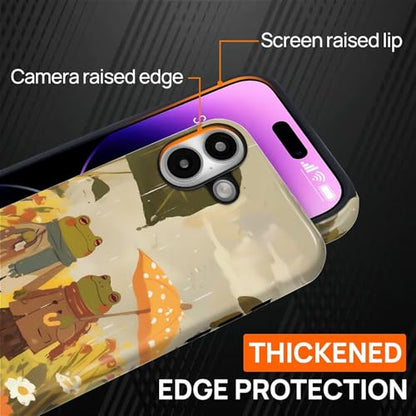 Magnetic for iPhone 16 Plus Case,[Compatible with Magsafe] Dual Layer Protective Heavy Duty Shockproof Rugged Drop Protection Bumper Hybrid Case - Rain Frog and Toad - color: Rain Frog and Toad, size: iPhone 16 Plus