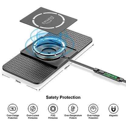 Magnetic Wireless Car Charger Charging pad,POLMXS 15W Fast Wireless Phone Charger car Cell Phone coldless Charging mat Compatible with iphone12/13/14/15 Series airpod (C11L)
