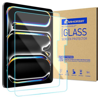 ArmorSuit 2 Pack Screen Protector for iPad Pro 11 Inch 5th Generation 2024 Tempered Glass 9H+ HD Clear Face ID, Apple Pencil Compatible [w/Alignment Frame] - size: iPad Pro 11" (5th Gen 2024)