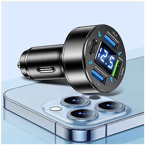 Fast Car Charger,4 Ports Cigarette Lighter USB Charger with LED Voltmeter,PD3.1/Super Port Car Charger Adapter Fast Charging,Compatible with iPhone/Android/Samsung Galaxy (PD/Super) - color: PD/Super