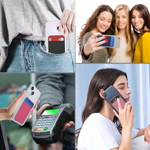 3 PCS Cell Phone Card Holder,Elasticity Fabric Self Adhesive Phone Wallet - color: 2Black+1Navy Blue