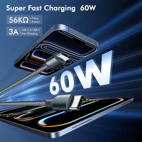 APFEN USB C to USB C Cable,Type-C 60W Fast Charging Cable(6FT, 2Pack) - size: 2 Pack6FT